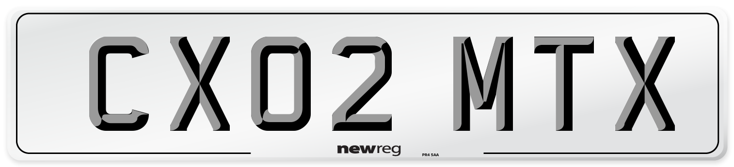 CX02 MTX Number Plate from New Reg